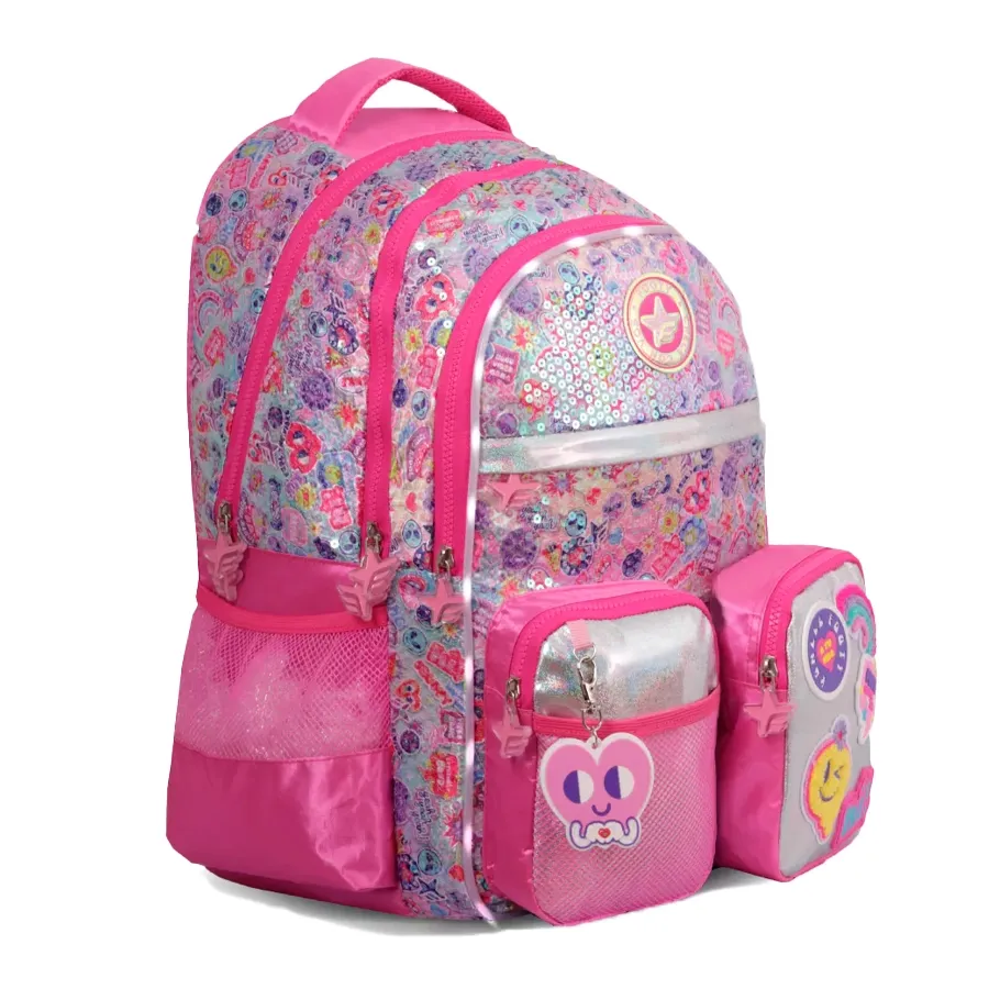 Imagen 1 de 2 de Mochila Espalda Footy 18 C/Luz Magic Path-ROSA/BLANCO