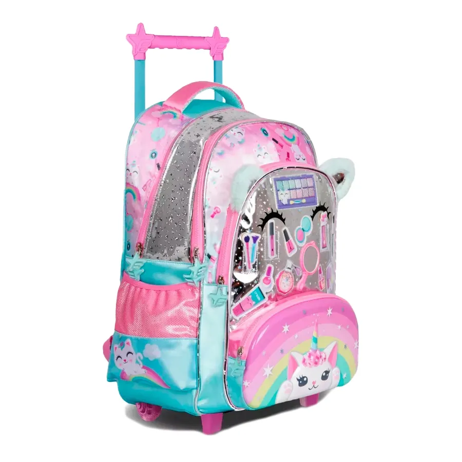 Imagen 1 de 2 de Mochila Footy Carro 18 C/Luz Make Up-VERDE AGUA/ROSA