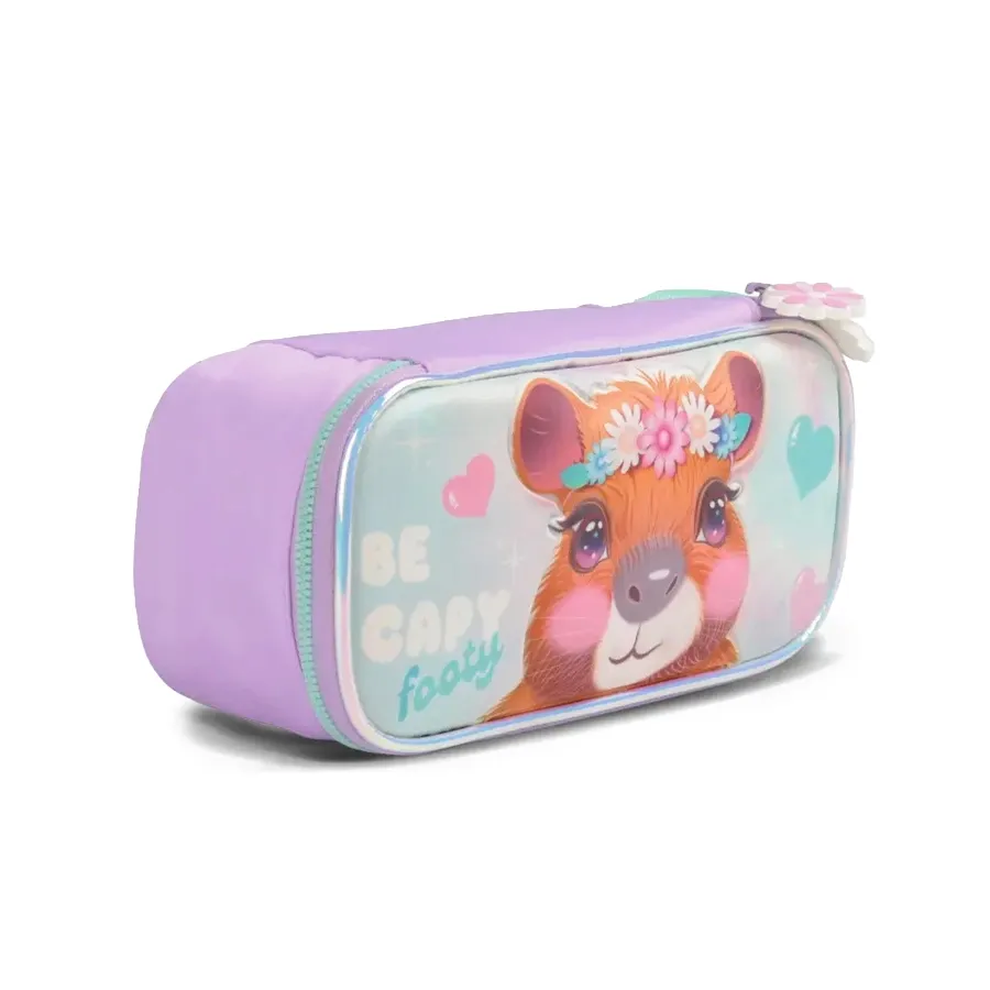 Imagen 1 de 3 de Cartuchera Footy CapyBag-LILA/VERDE AGUA