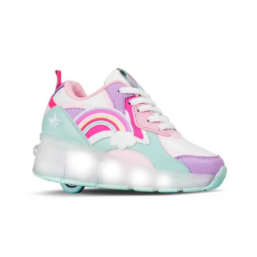 Imagen 0 de 3 de Zapatillas Footy Roller Arcoiris con Luz Led-VIOLETA/VERDE AGUA/ROSA