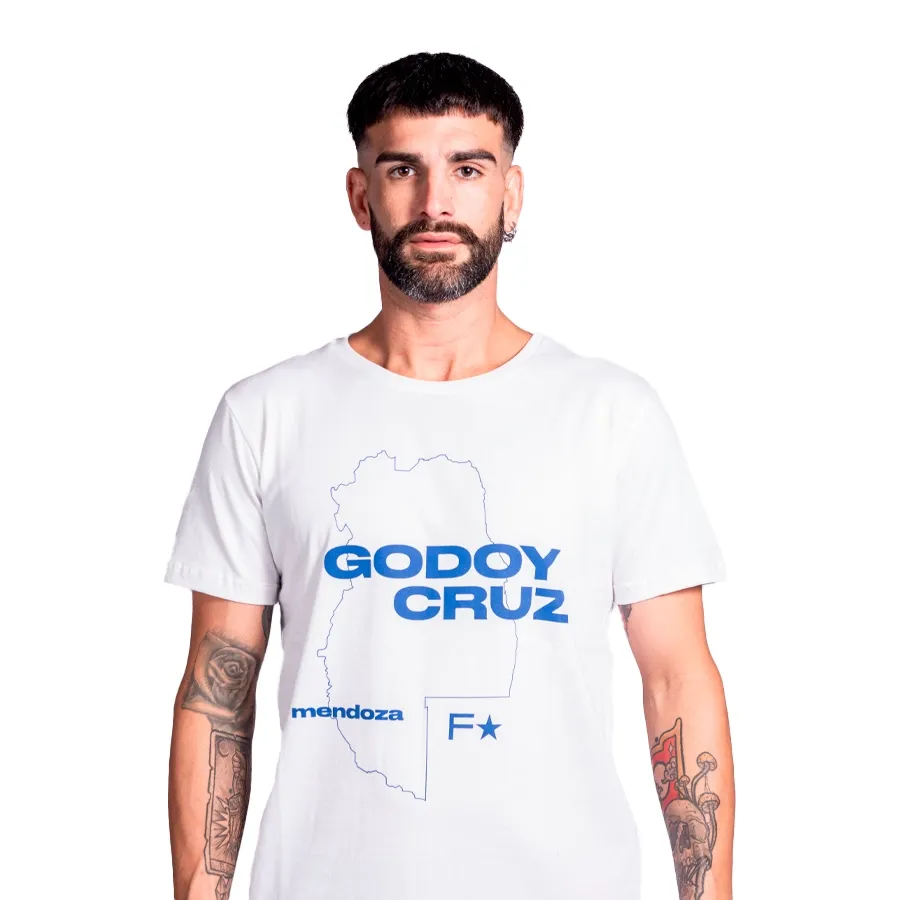 Imagen 2 de 3 de Remera Fiume Sport Salida 24 Godoy Cruz-BLANCO/AZUL FRANCIA