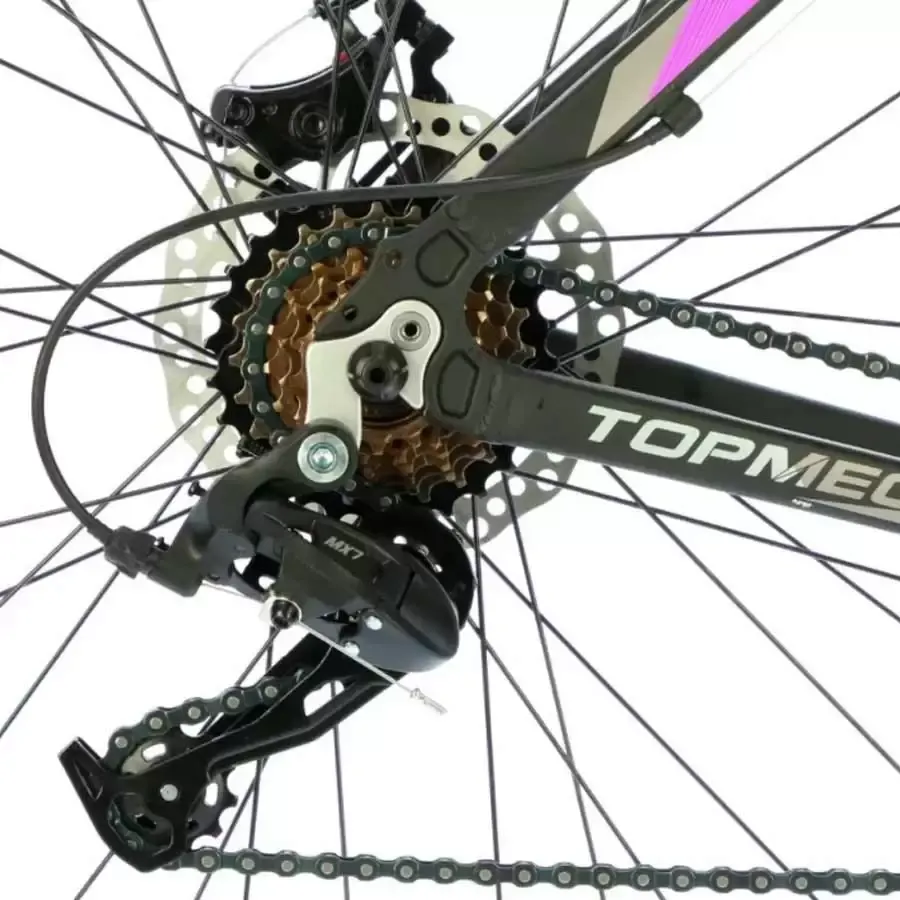 Imagen 3 de 4 de Bicicleta Mtb TopMega Flamingo R29 21 Vel-NEGRO/CELESTE