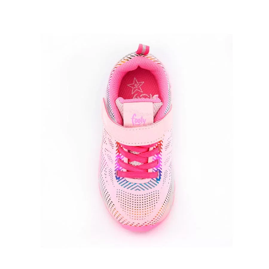 Imagen 2 de 4 de Zapatillas Footy C/Rueda Mesh Luz Led-ROSA