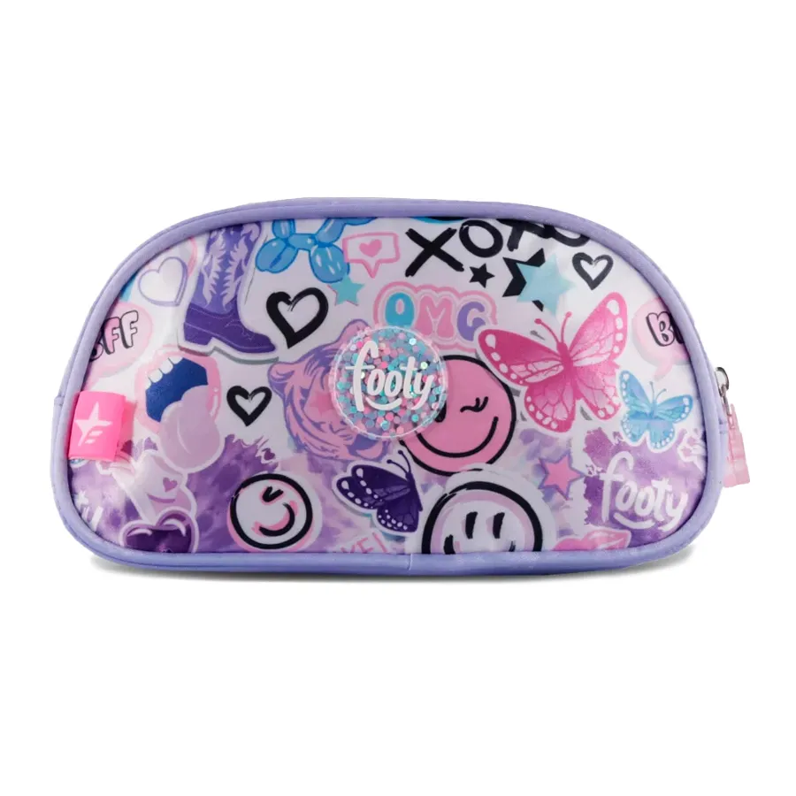 Imagen 0 de 2 de Cartuchera Footy 2 Cierres Happy Smile-VIOLETA/ROSA/ROJO