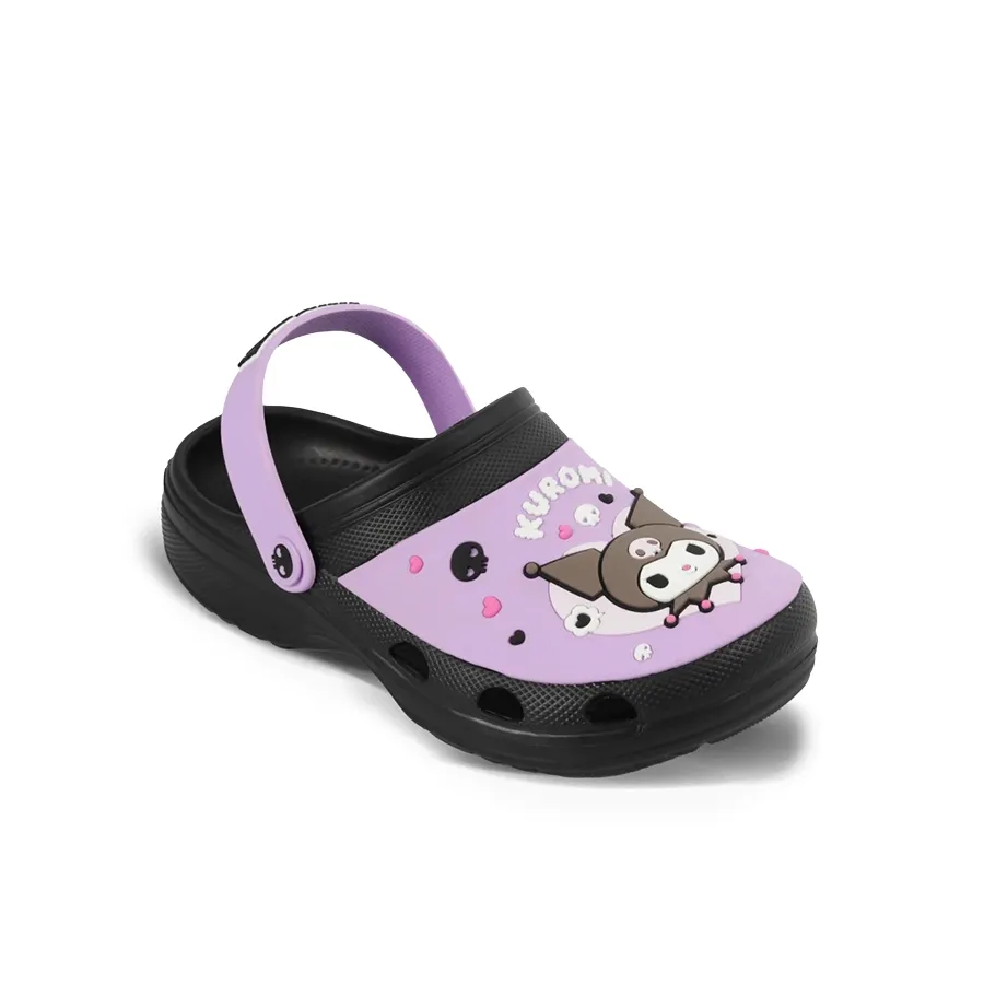 Imagen 1 de 4 de Sandalias Footy Clogs Kuromi Heart-NEGRO/VIOLETA