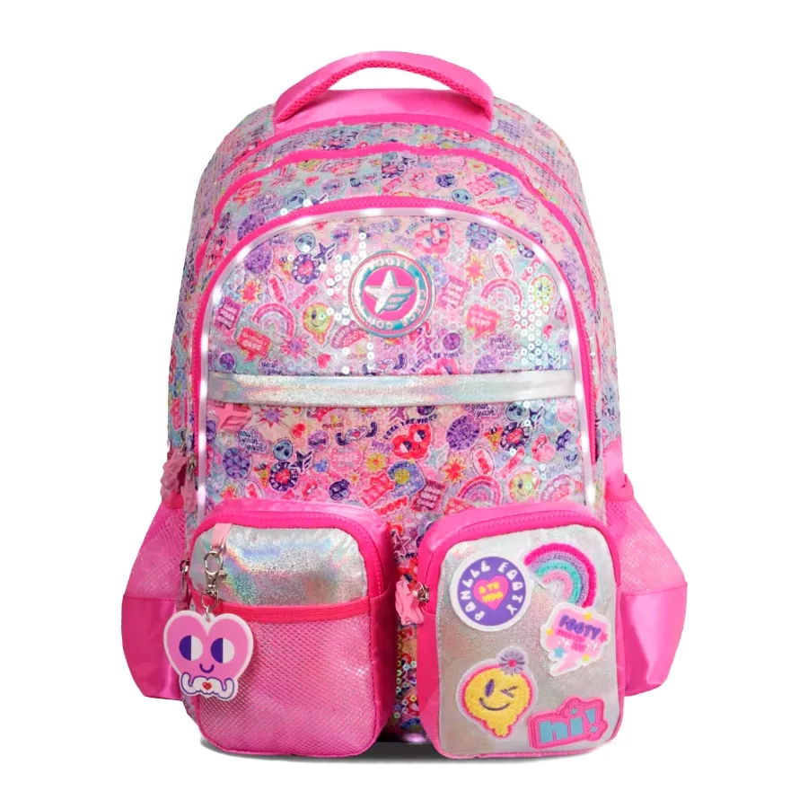 Imagen 0 de 2 de Mochila Espalda Footy 18 C/Luz Magic Path-ROSA/BLANCO