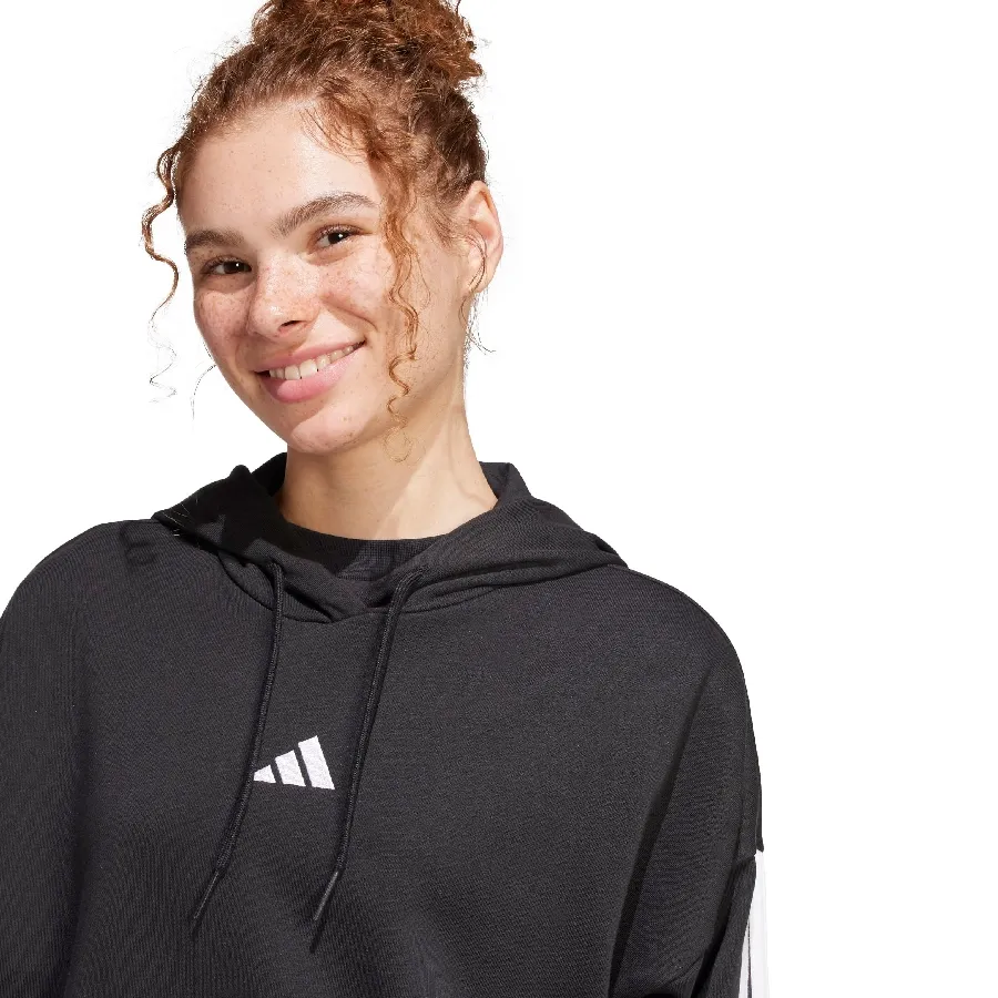 Imagen 3 de 5 de Buzo adidas Essentials French Terry Crop 3 Stripes-NEGRO