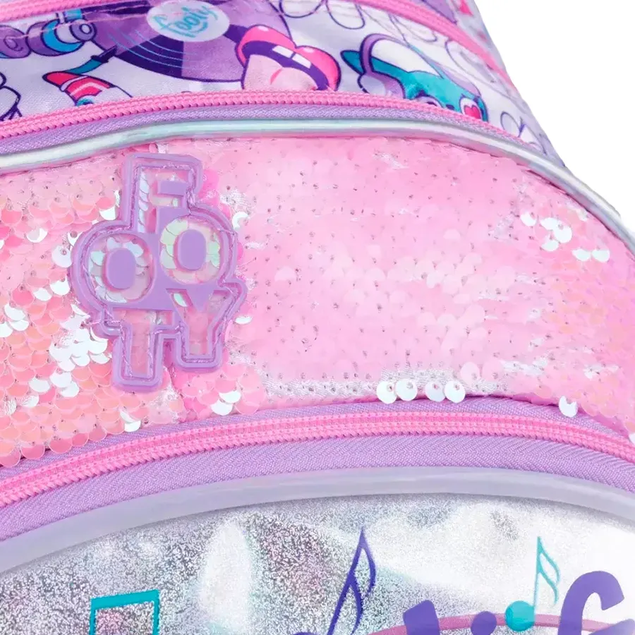 Imagen 3 de 9 de Mochila Footy Carro 18" Luz Music Life-ROSA