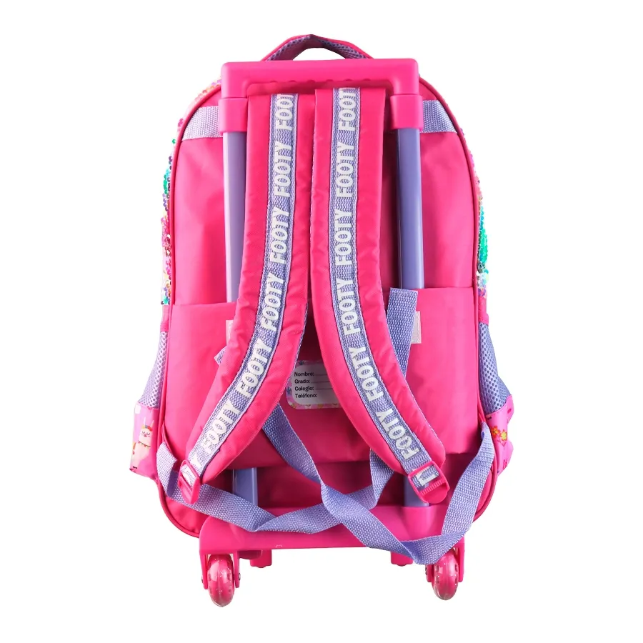 Imagen 2 de 3 de Mochila Carro Footy 18 c/luz Llama-VIOLETA/FUCSIA