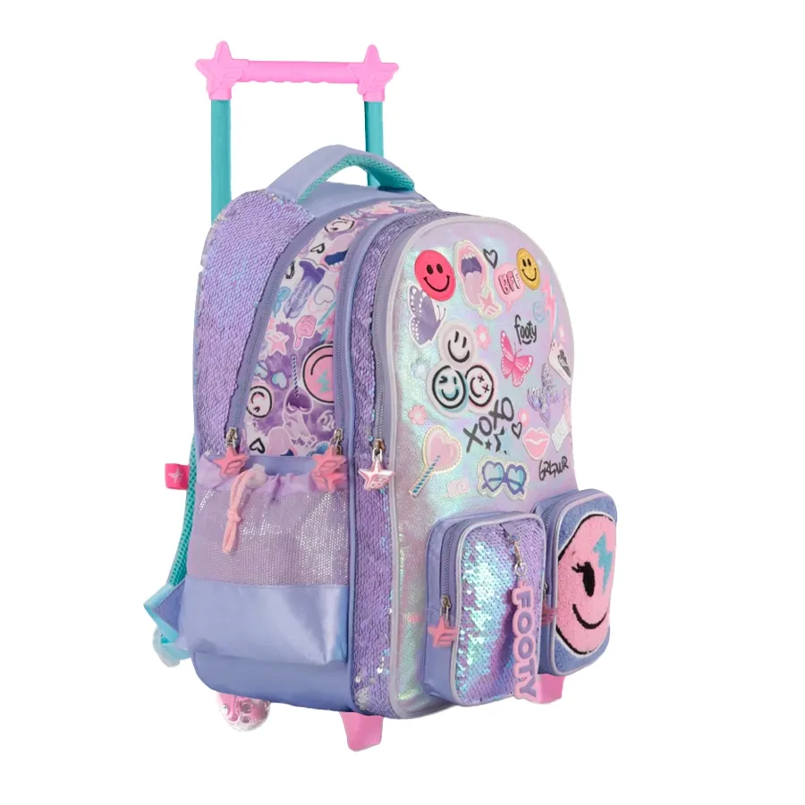 Imagen 1 de 2 de Mochila Footy Carro 18 Happy Smile-VIOLETA/VERDE AGUA/ROSA