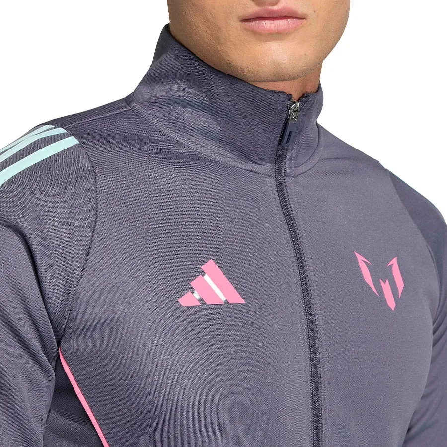 Imagen 3 de 5 de Campera adidas Messi-GRIS/CELESTE/ROSA