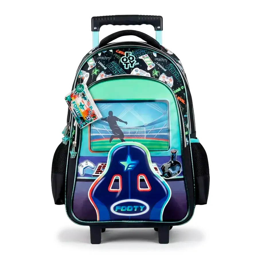 Imagen 0 de 4 de Mochila Footy C/Carro 18"Pro Gamer-VERDE/NEGRO