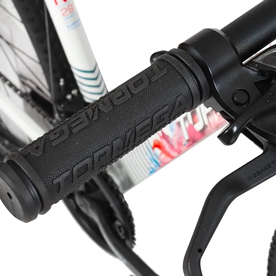 Imagen 3 de 11 de Bicicleta TopMega Mountain Bike Flamingo Aluminio R29 21vel-BLANCO/ROSA/CELESTE