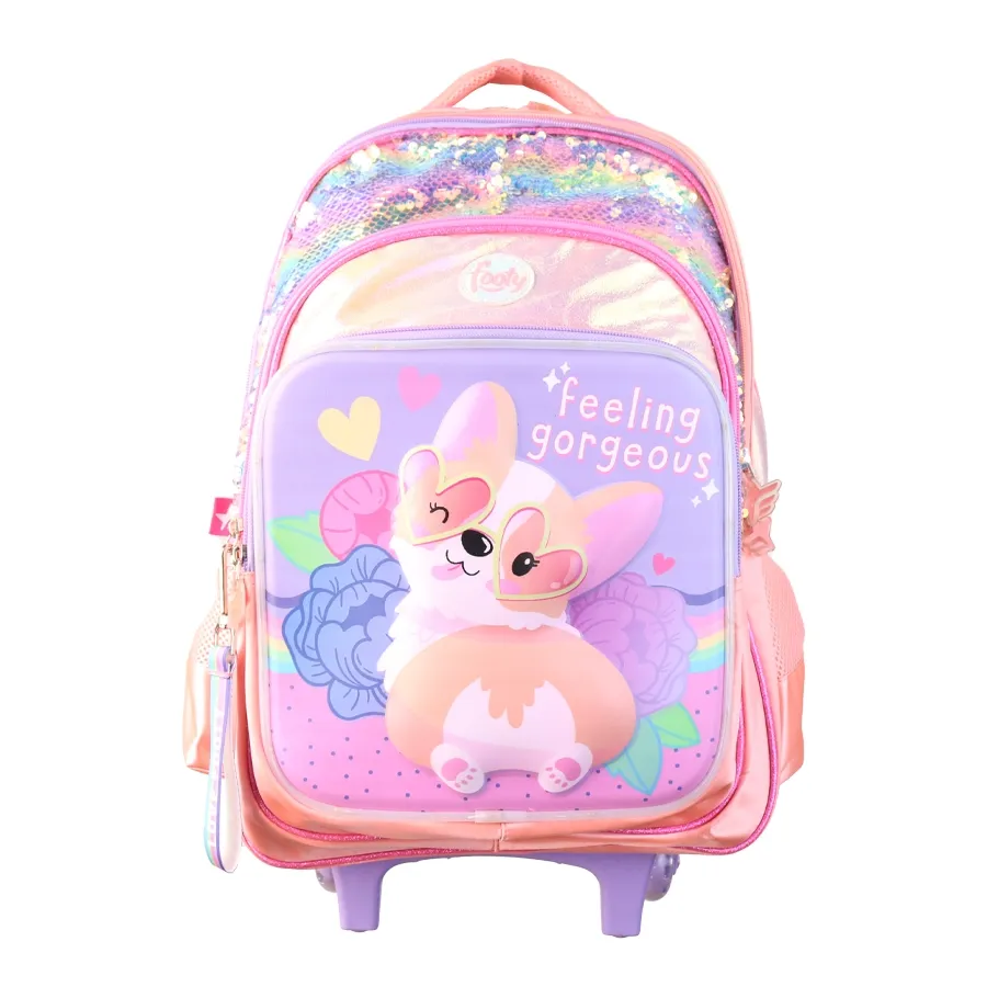 Imagen 0 de 3 de Mochila Carro Footy Mochila carro 18 c/luz Perro-SALMON/LILA