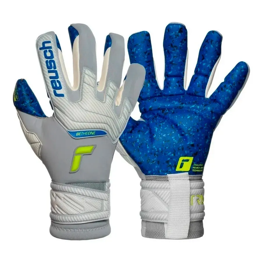 Imagen 2 de 3 de Guantes Reusch Attrakt Supreme-GRIS/AZUL/LIMA