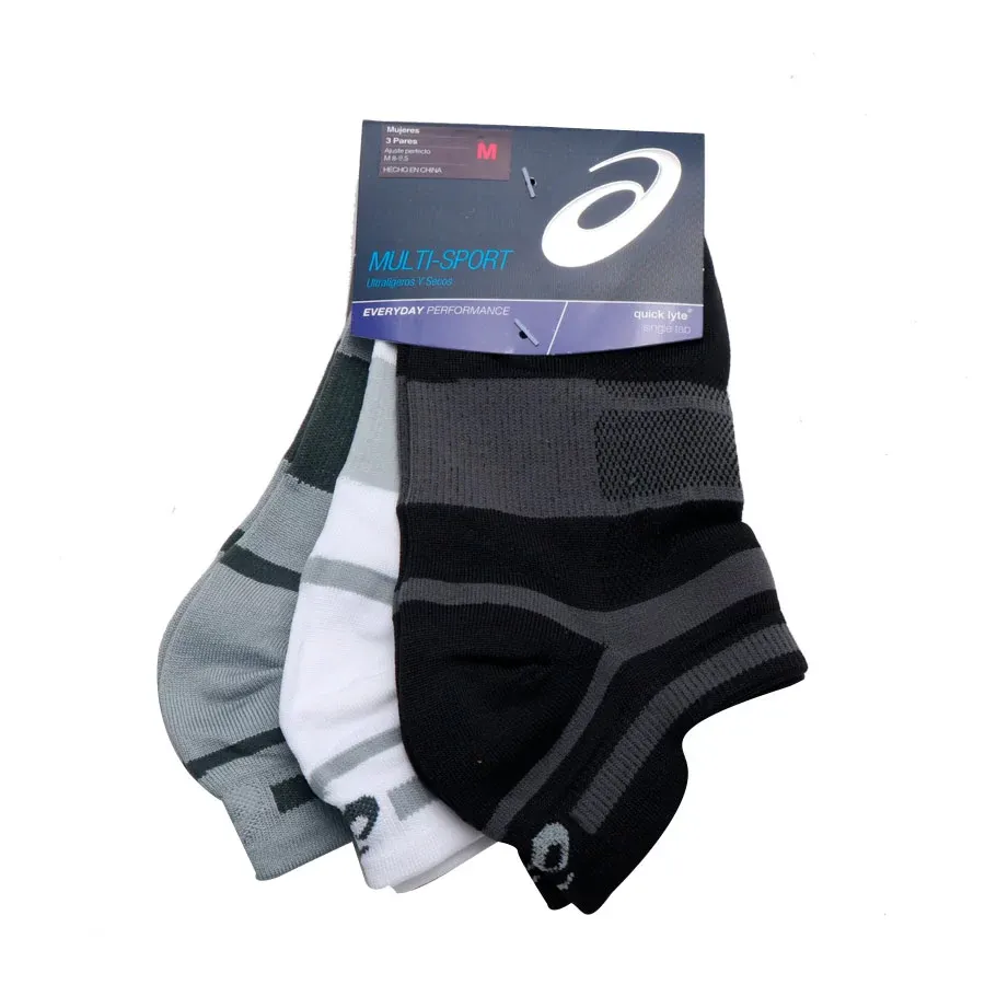 Imagen 1 de 2 de Medias Asics W Quick Lyte Single (3 Pares)-NEGRO/BLANCO/GRIS