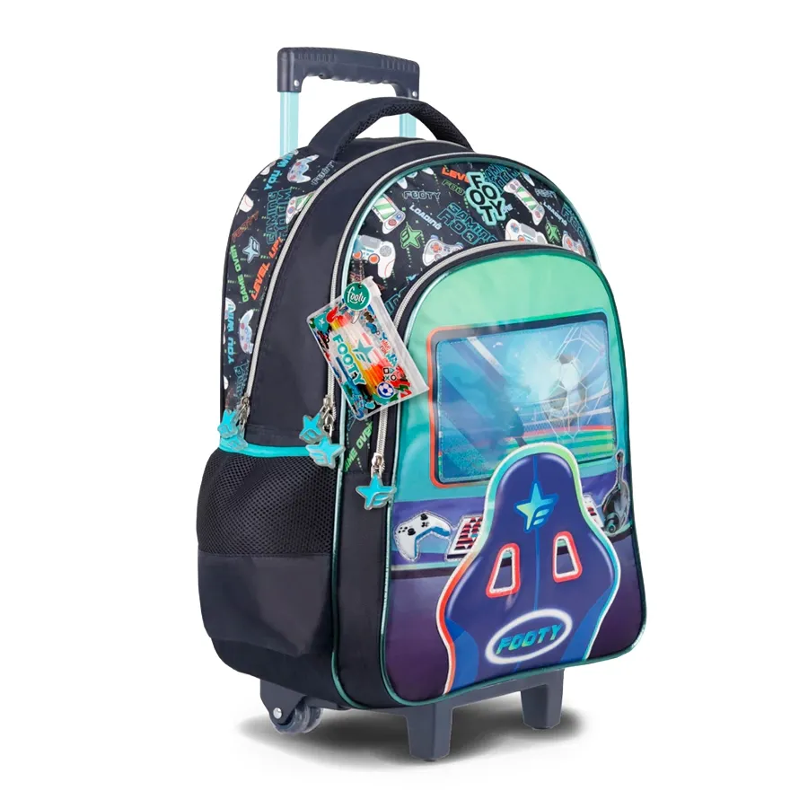 Imagen 1 de 5 de Mochila Footy Carro Pro Gamer 18″-MARINO/NEGRO/VERDE AGUA
