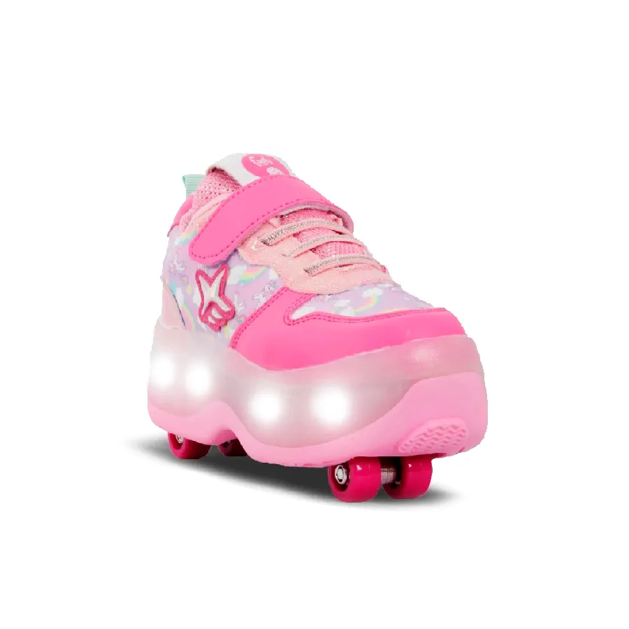 Imagen 1 de 3 de Zapatillas Footy Roll Rainbow con Ruedas+Luz Led-FUCSIA/LILA/ROSA