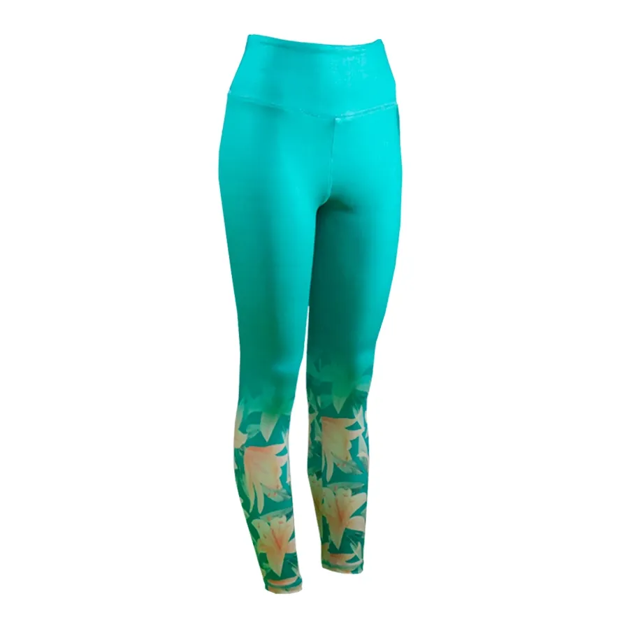 Imagen 2 de 4 de Calza Kamp 7/8 Flowers Sublimada-VERDE/FLOREADO