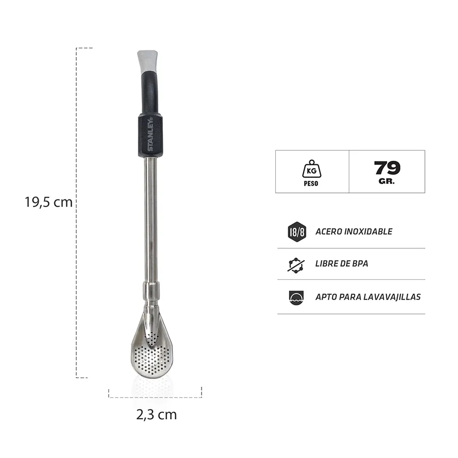 Imagen 2 de 3 de Bombilla Stanley Spoon-PLATA/NEGRO