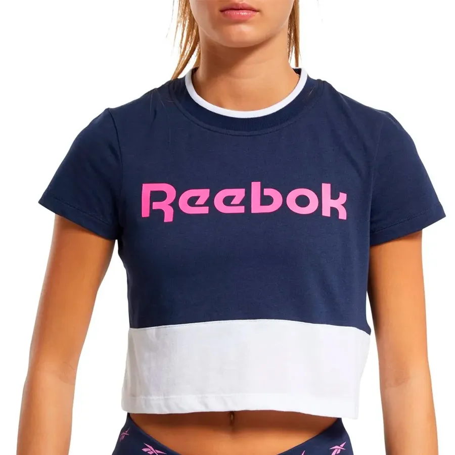 Imagen 1 de 4 de Remera Reebok Linear Logo Crop-MARINO/ROSA/BLANCO