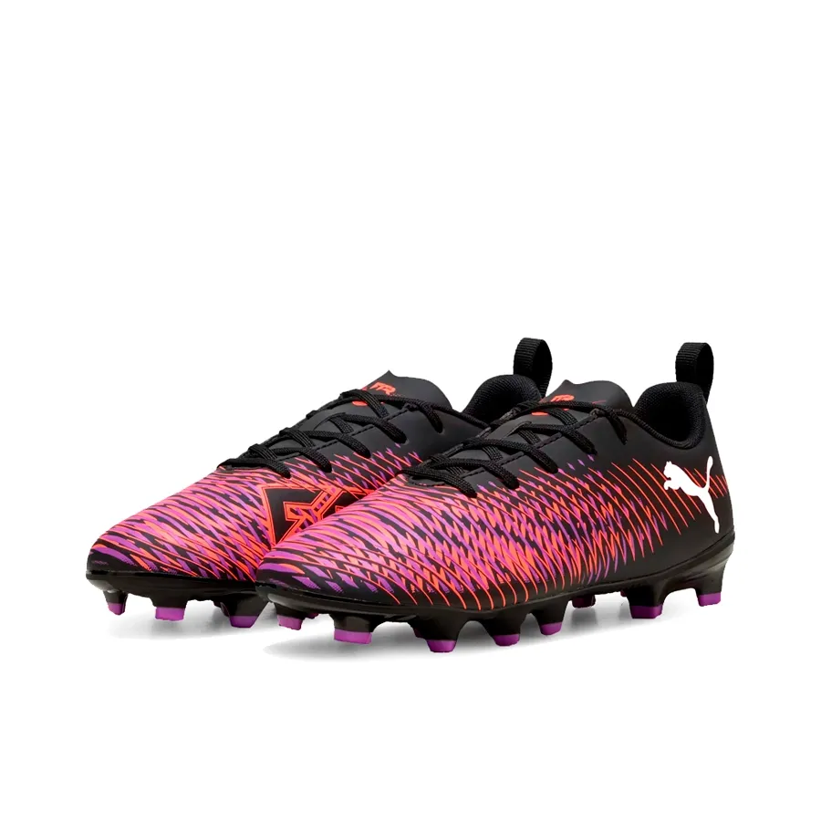 Imagen 3 de 6 de Botines Puma future 8 play Jr-NEGRO/NARANJA FLUOR/LILA