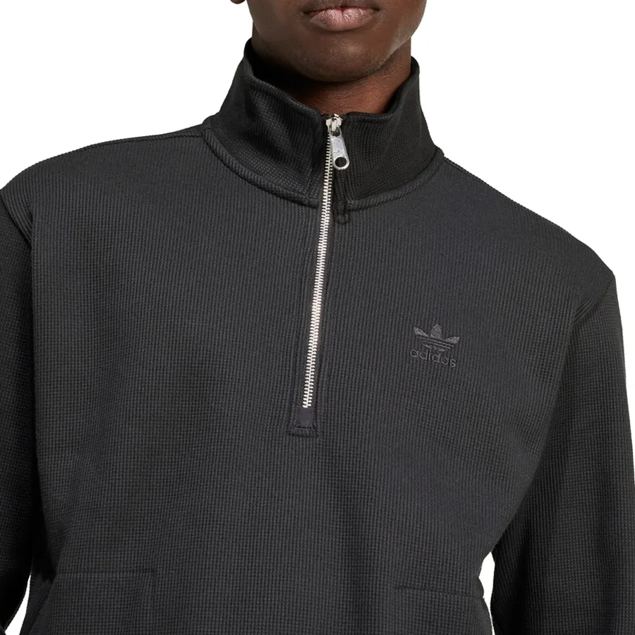 Imagen 2 de 3 de Buzo adidas originals Trifolio Essentials Waffle 1/2-NEGRO