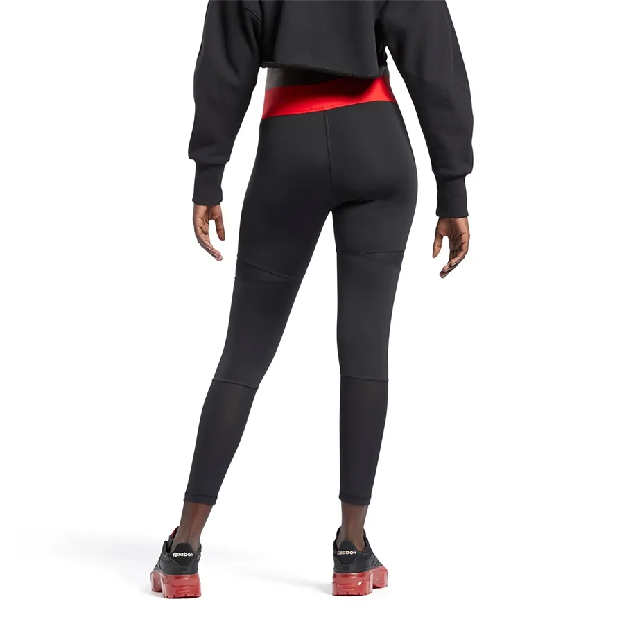 Imagen 2 de 4 de Calza Reebok Cardi B 7/8-NEGRO/ROJO