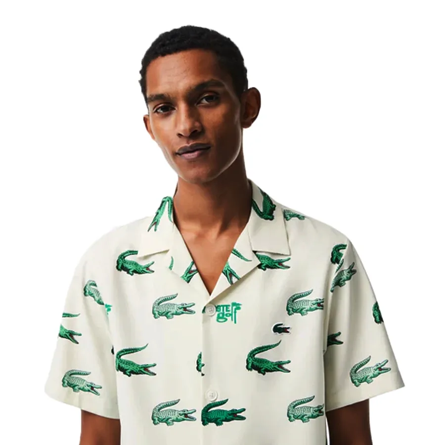Imagen 3 de 4 de Camisa Lacoste -CRUDO/VERDE