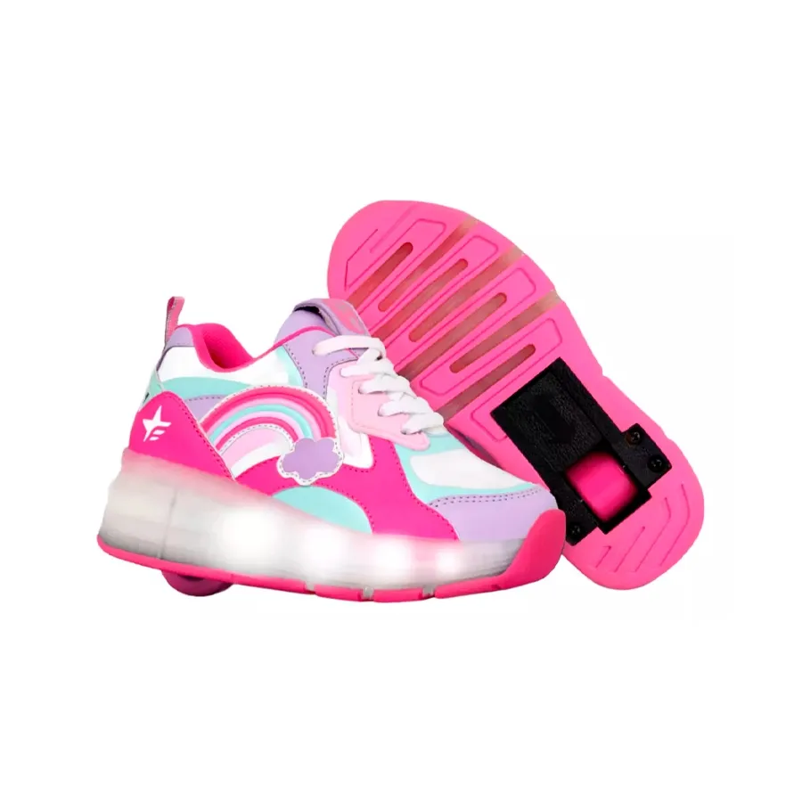 Imagen 1 de 2 de Zapatillas Footy Roller Arcoiris-FUCSIA/VERDE AGUA/BLANCO