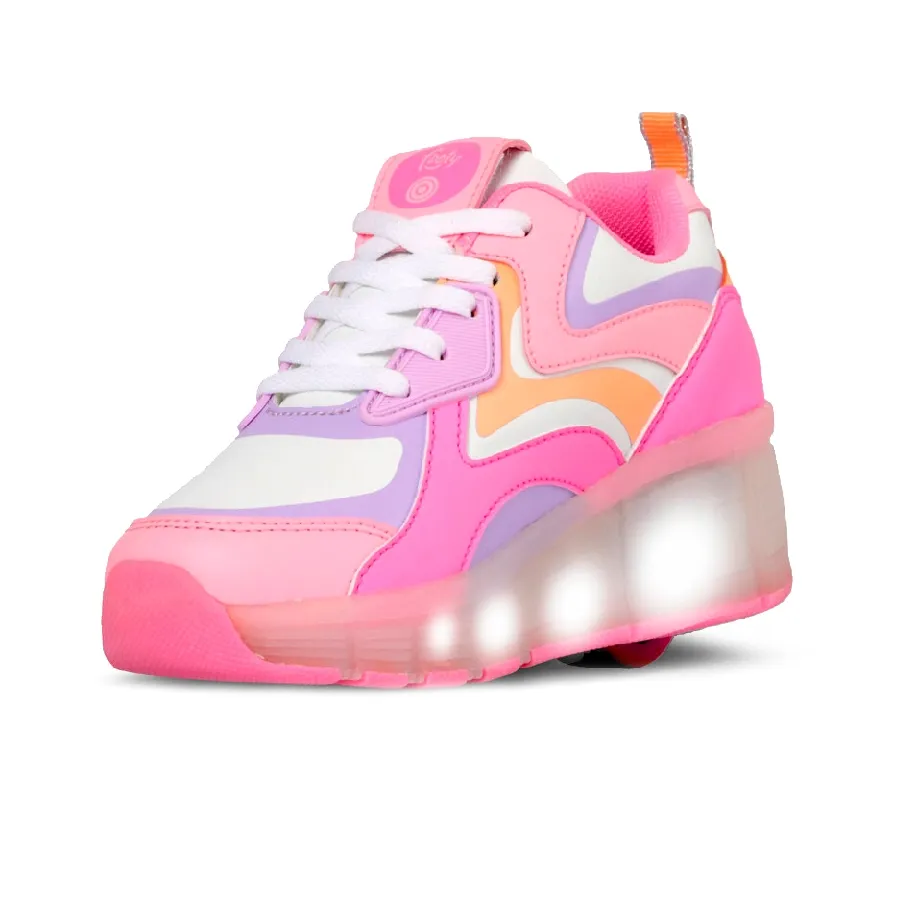 Imagen 2 de 3 de Zapatillas Footy Roller Arcoiris con Luz Led-FUCSIA/BLANCO/LILA