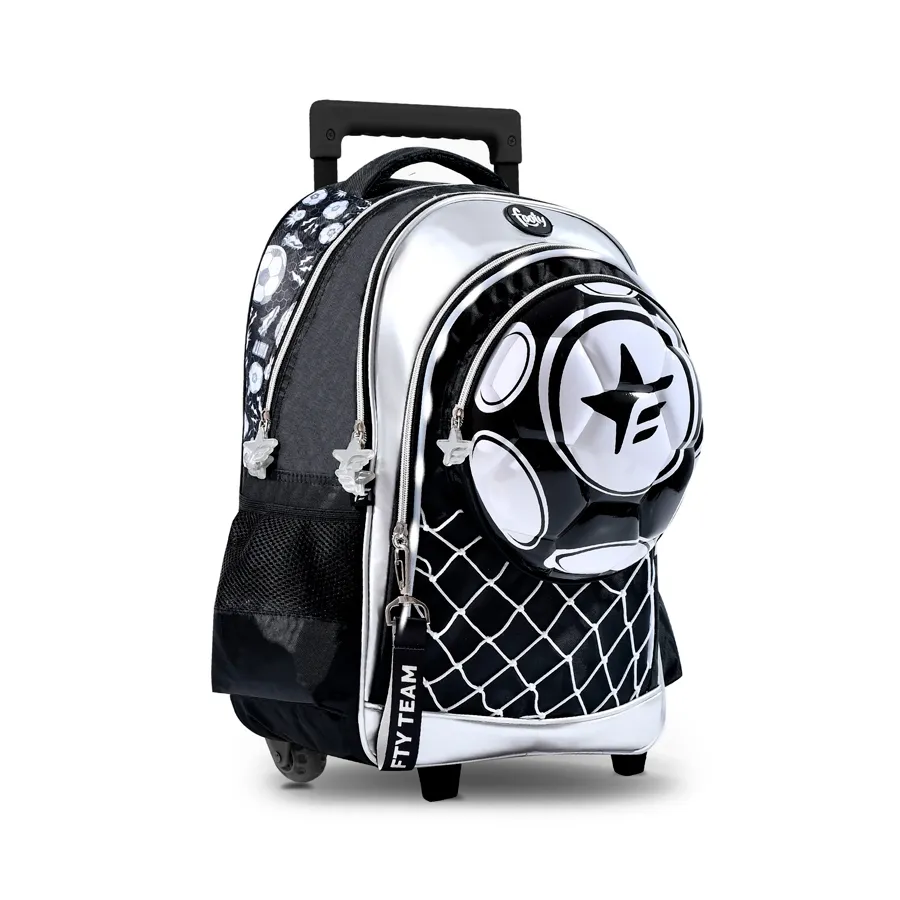 Imagen 1 de 2 de Mochila Footy C/Carro 18" Futbol-NEGRO/PLATA/BLANCO