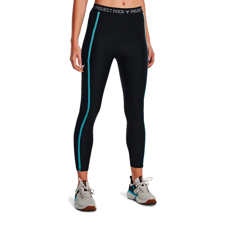 Imagen 2 de 6 de Calza Under Armour Project Rock HeatGear-NEGRO/TURQUESA
