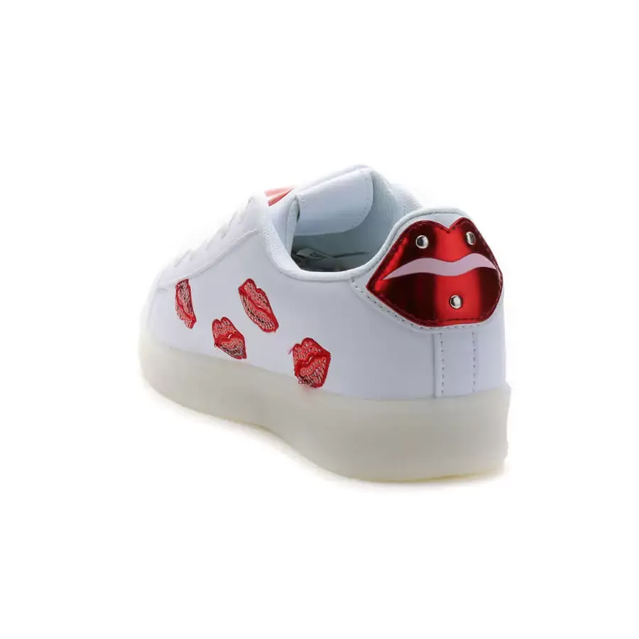 Imagen 2 de 5 de Zapatillas Footy Con Luces Lentejuela Besos-BLANCO/ROJO