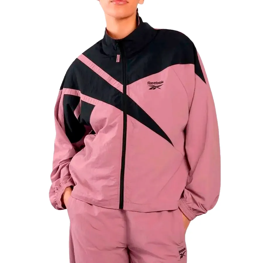 Imagen 0 de 2 de Campera Reebok Icon Open Hem Tracktop-ROSA VIEJO/NEGRO