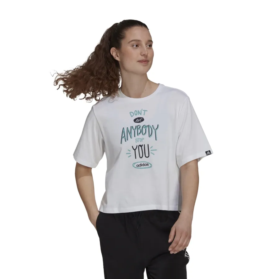 Imagen 0 de 6 de Remera adidas Estampada Don't let Anybody Stop-BLANCO/AQUA/NEGRO