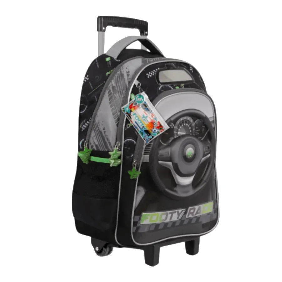 Imagen 1 de 2 de Mochila Footy Carro 18" F1 Race-NEGRO/GRIS/VERDE