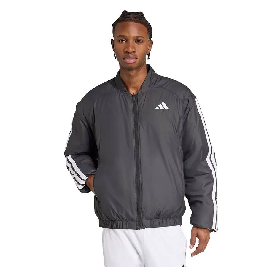 Imagen 0 de 4 de Campera adidas Bómber Essentials 3 Stripes-NEGRO